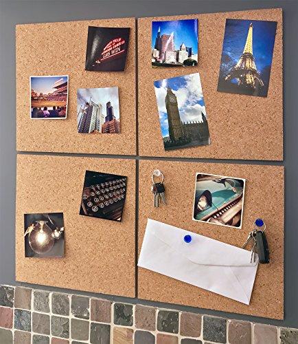 Thornton's Office Supplies Modular Frameless Cork Mini Wall Bulletin Board Tiles with 3M Adhesive, Natural, 12 inch x 12 inch, Frameless (8 Pack) - Thumbnail 3