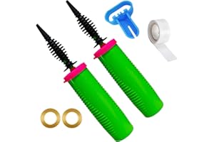 DOILOMAND Balloon Pump Hand Held – 2Pack Two Way Dual Action Inflator with Balloon Tying Tool Manual Air Pump for Balloons