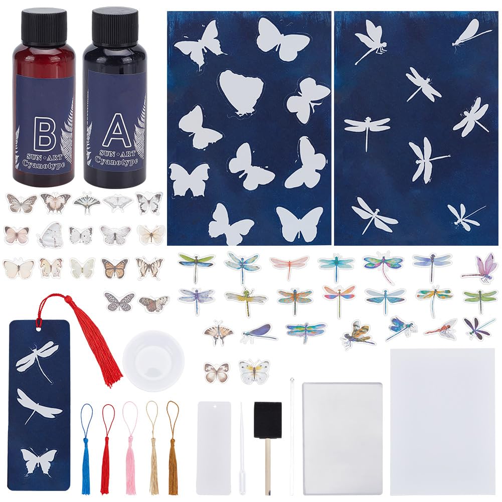 WEBEEDY 30 A4 Sheets Cyanotype Paper Sun Print Paper Kit, High Sensitivity Butterfly Dragonfly Sun Print Nature Printing Paper,Animal Photography Paper Kit for DIY Crafts Projects