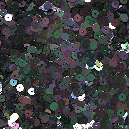 5mm Flat Round Sequin Paillettes ~ Black Rainbow Iris ~ Loose sequins for embroidery, bridal, applique, arts, crafts, and embellishment. Made in USA.