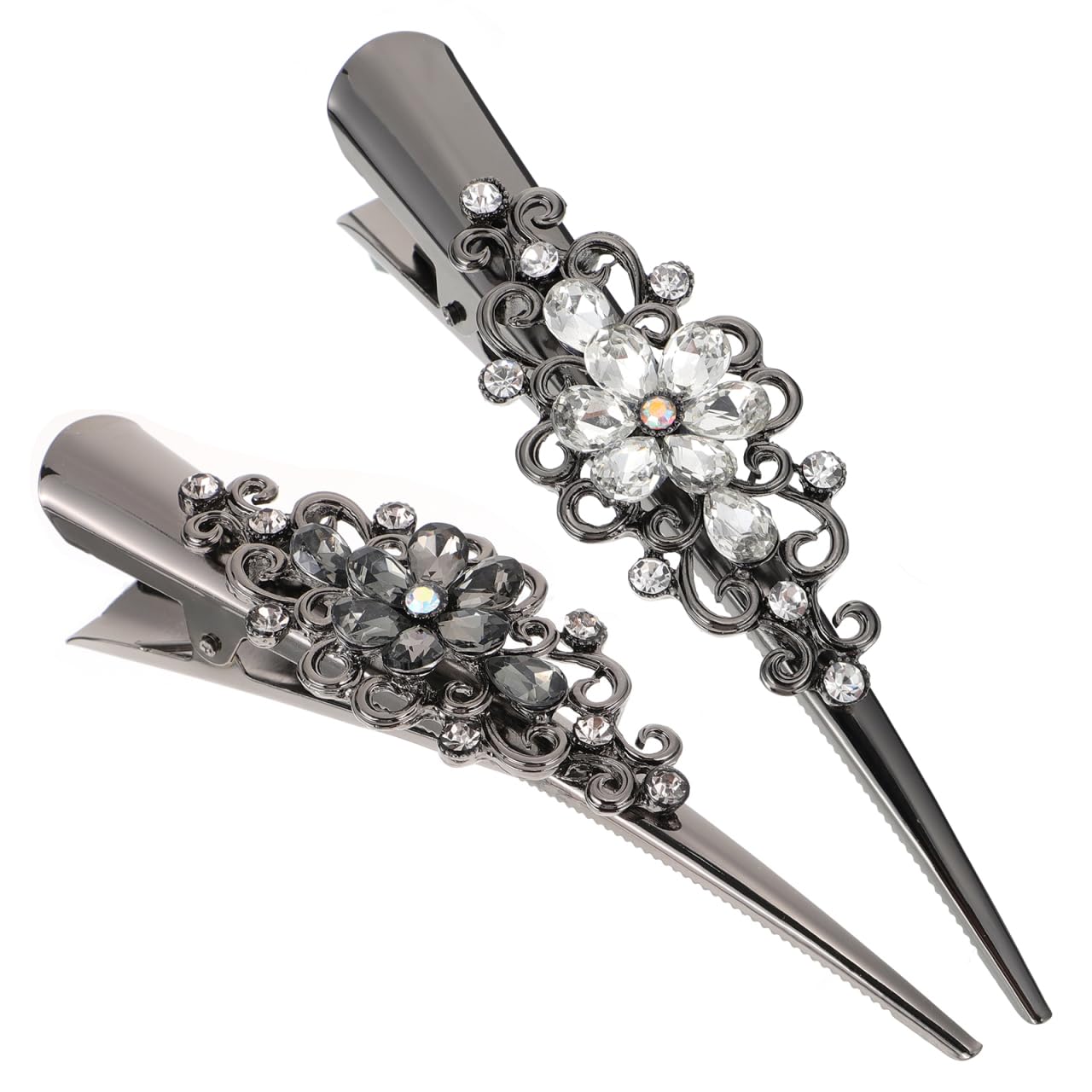 Lurrose 2pcs Rhinestone Duckbill Hair Clips 13Cm Vintage Alligator Hair Clips Elegant Sectioning Accessories for Women Girls