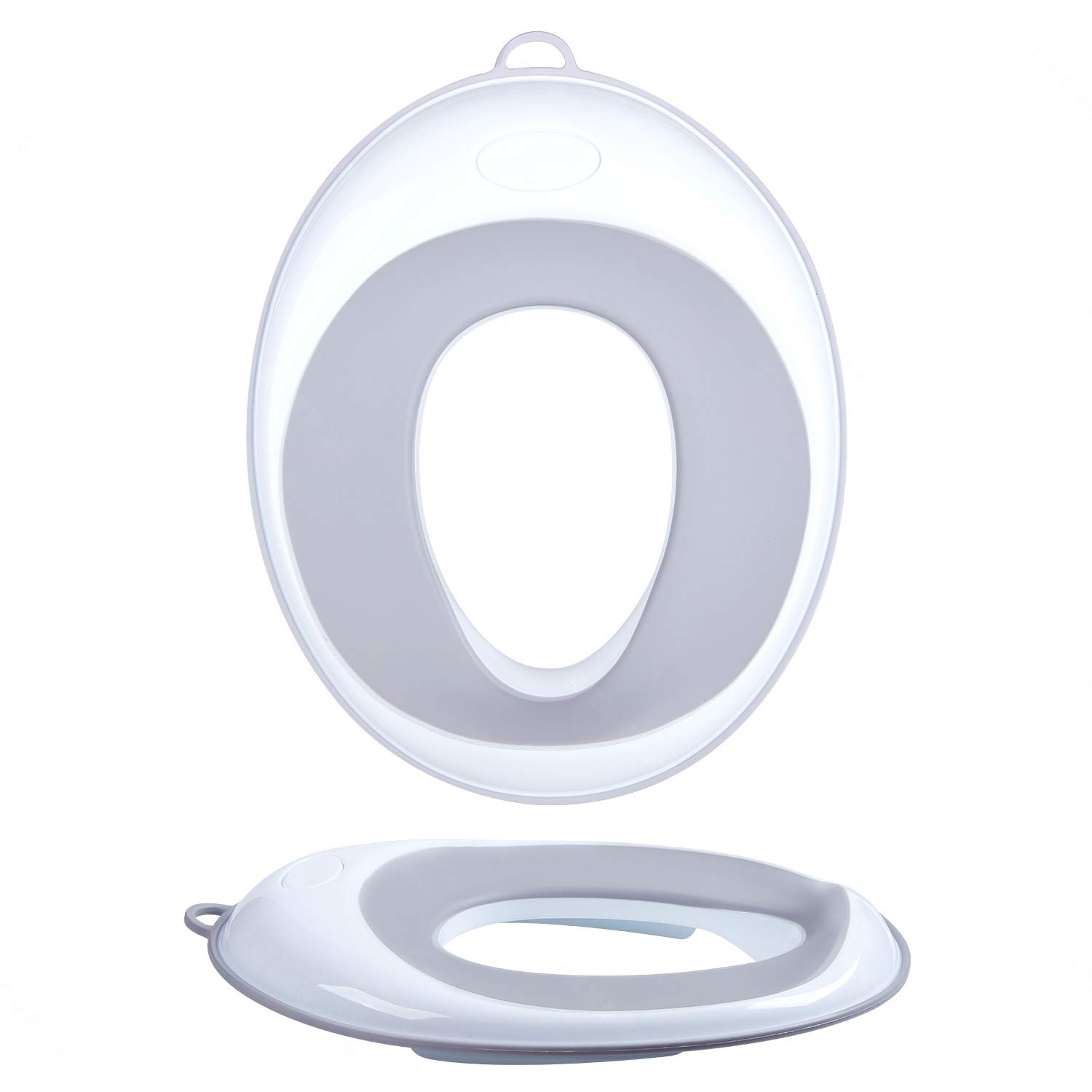 Potty Training Toilet Seat-Toddler Kids Toilet Trainer Ring for Boys or Girls -Non-Slip Surface, Storage Hook-Unisex (Grey)