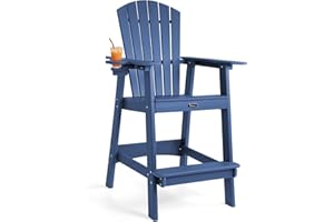 FUNBERRY Tall Adirondack Chair, All Weather High Top Balcony Chairs with Cup Holder
