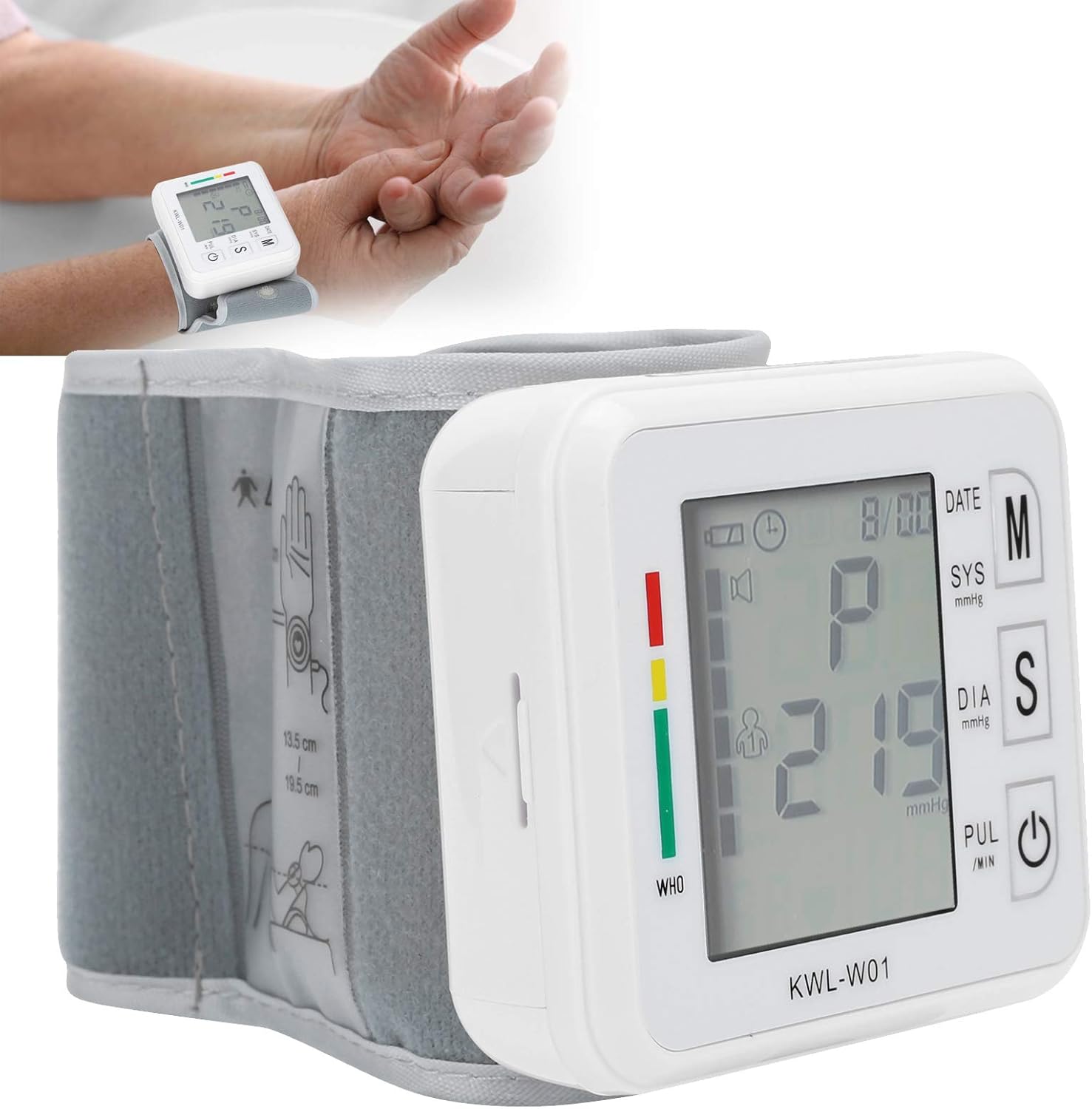 Blood Pressure Monitor, Lcd Screen Display Wrist Blood Pressure Gauge