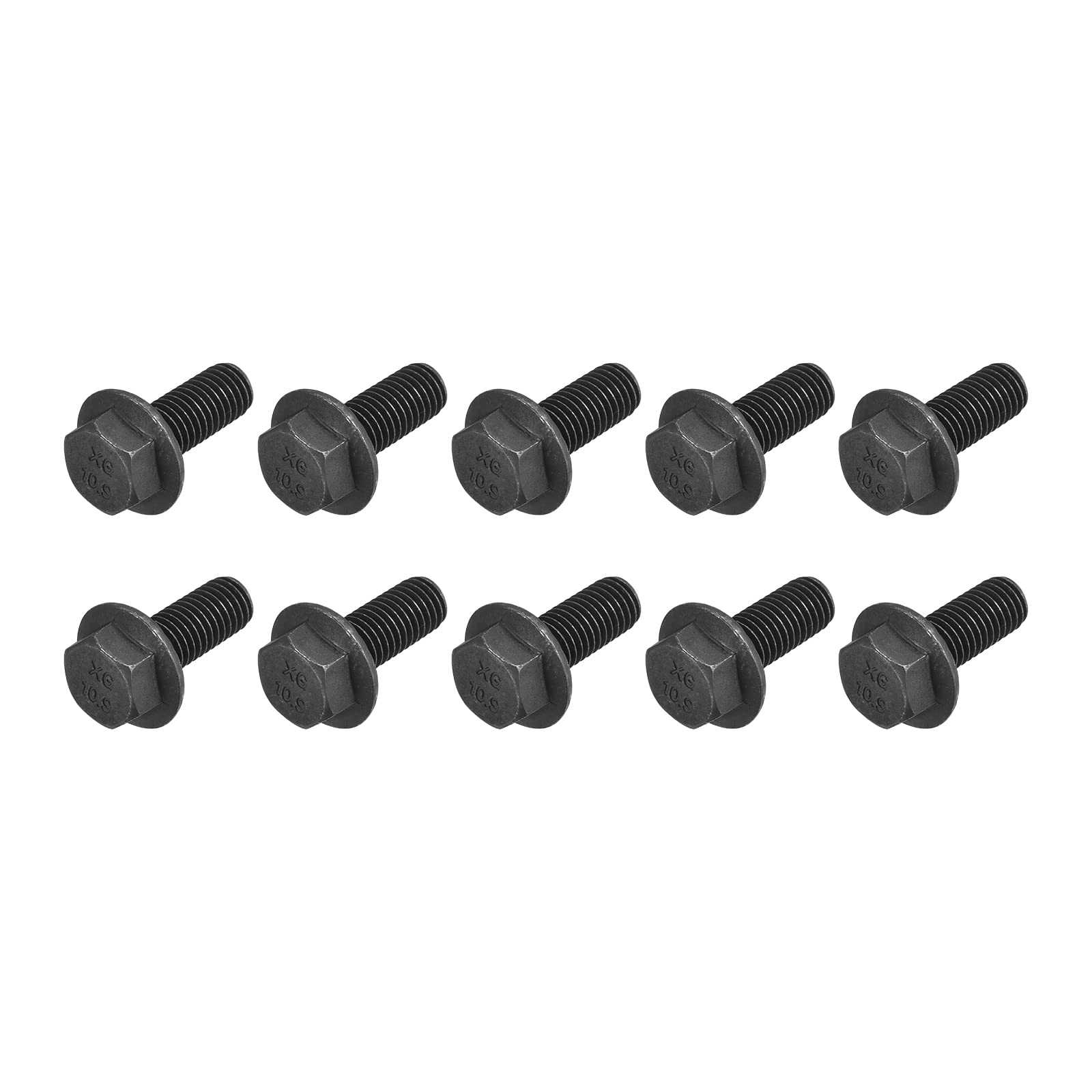 METALLIXITY Flanged Hex Head Bolts (M10x25mm) 10pcs, Hexagon Serrated Flange Bolt Fully Thread Screw - for House Construction Hardware Fasteners โ image 1