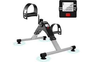 LIWEIWEI Under Desk Bike Pedal Exerciser Folding Arm Bike with LCD Display Adjustable Resistance Foldable Mini Exercise Bike Machine for Office Home with Suction Cups Anti-Slip