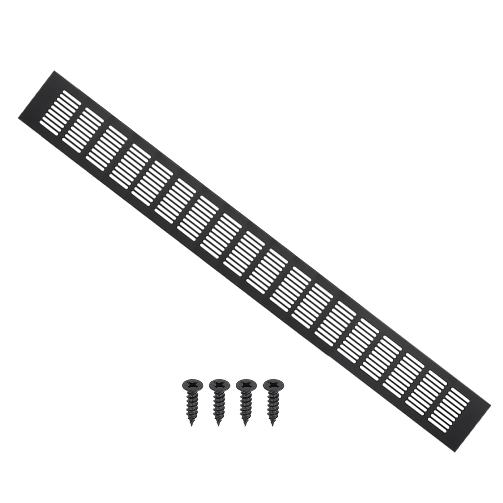 PATIKIL 27.6 x 3.2 Inch Door Air Vent Cover, Aluminum Grille Ventilation Cover Louvered with Mounting Screws for Cabinet Wardrobe Door, Black — image 1