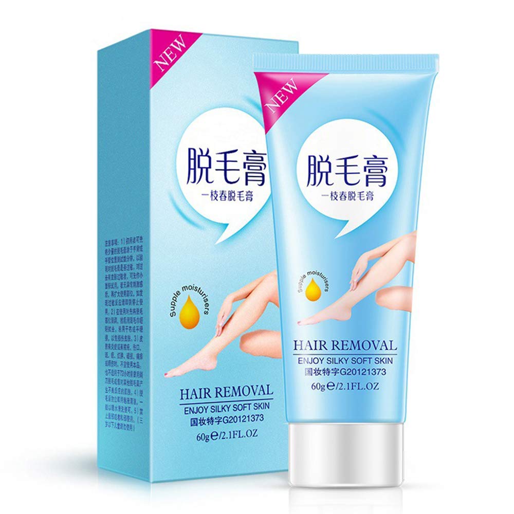 Hair Removal Cream, Depilatory Cream, Hair Removal for Men & Women, Gentle and Advanced Painless Body Hair Removal Cream, Suitable for Arms/Chest/Back/Legs/Armpits 60g