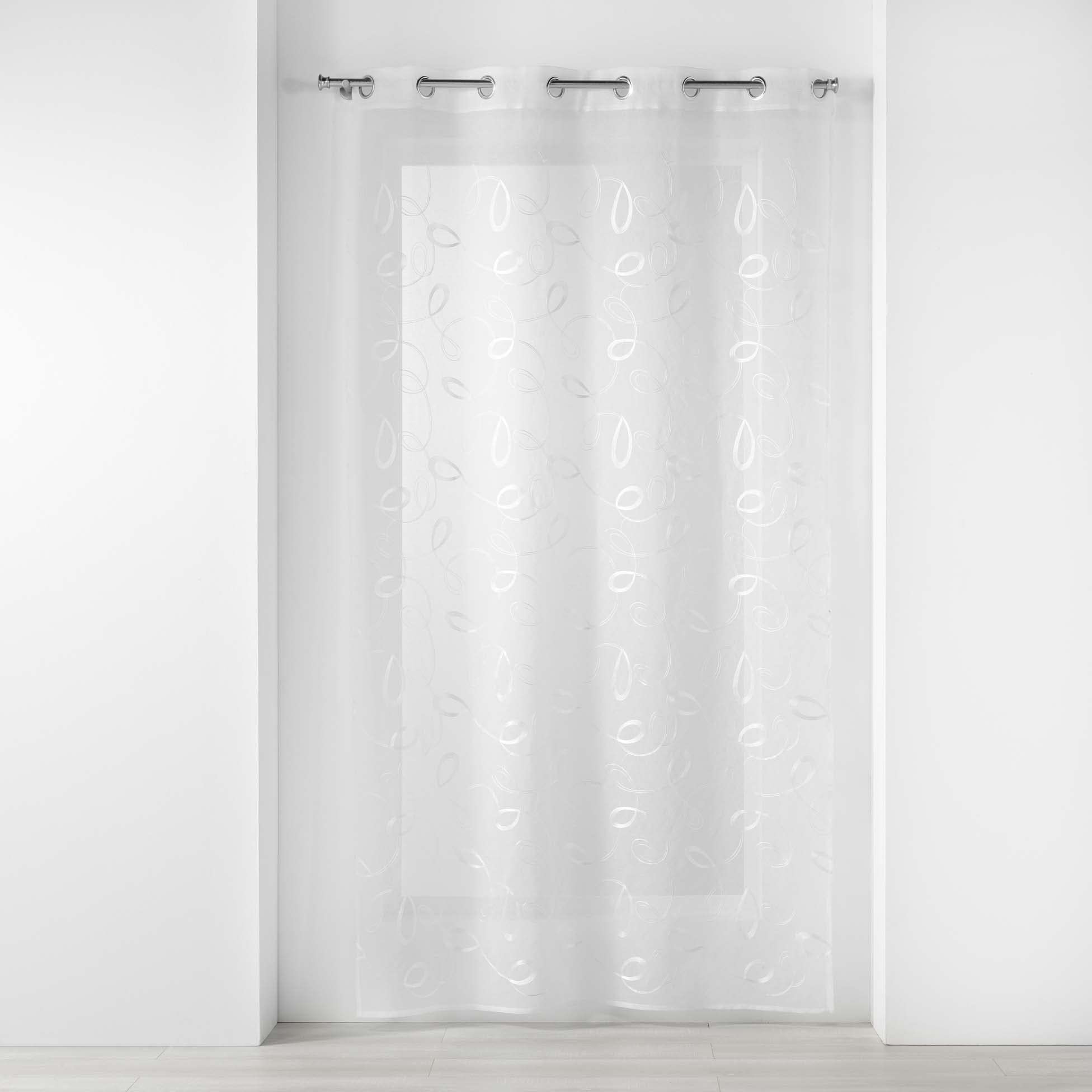 Douceur d'Intérieur, White Sandblasted Eyelet Curtain with Hoops 140 x 240 cm