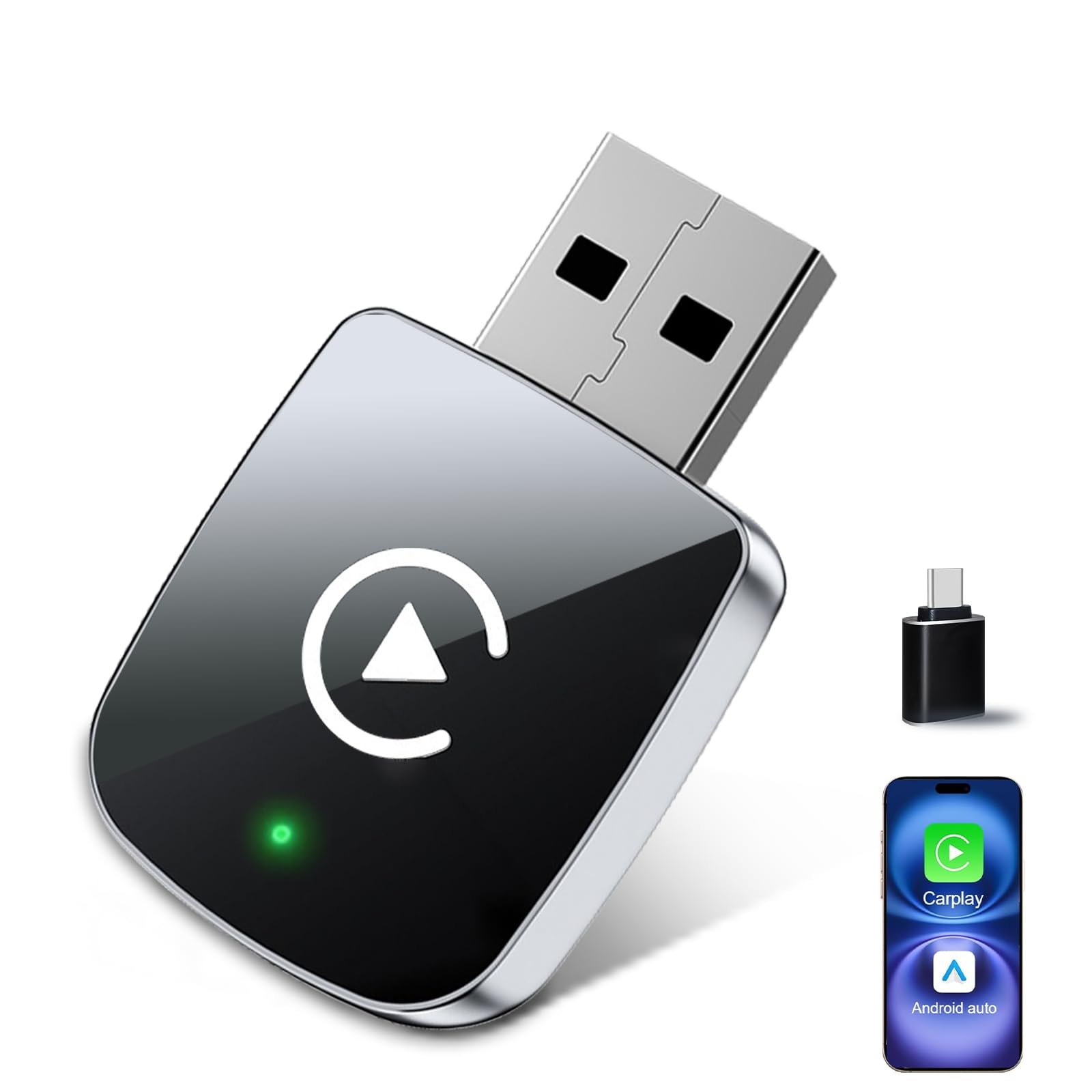 Photo 1 of 2026 Upgrade Wireless CarPlay Adapter for iPhone,2 in 1 for Apple Carplay and Android Auto Adapter,Convert Wired to Wireless, Plug & Play Mini CarPlay USB to USB-C/Type-C, Stable Control & No Delay