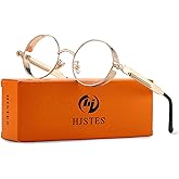 HJSTES Vintage Round Steampunk Sunglasses for Women Men Circle Gothic Glasses Retro Metal Frame