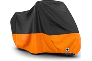 Favoto Motorcycle Cover Waterproof Outdoor - All Season Sun Protection Universal Fit Oxford Cloth with Lock-Holes Rain Snow Dust Proof Fits up to 86.6" Motorbikes Vehicle Cover