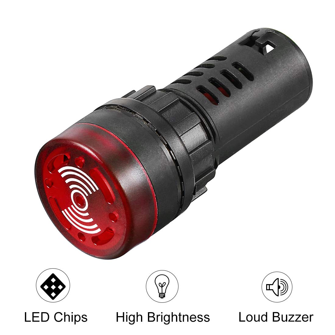 uxcell 10Pcs Red Indicator Light with Buzzer AC/DC 24V, 22mm Panel Mount Flashing Alarm, for Electrical Control Panel, HVAC, DIY Projects: Industrial & Scientific