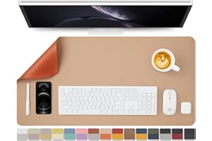 HOMIEAZICOZI Dual Sided Leather Desk Mat - Waterproof Desk Pad for Office and Home - Desk Organization and Accessories - Ideal for Large Mouse Pad and Desk Mats on Top of Desks(Apricot+Orange,31.5"x 15.7")