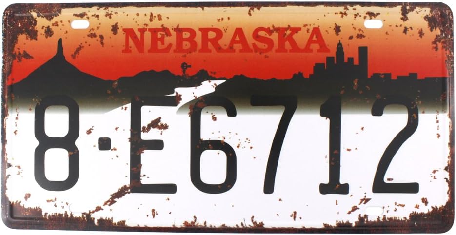 6x12 Inches Vintage Feel Metal Tin Sign Plaque for Home,Bathroom and Bar Wall Decor Car Vehicle License Plate Souvenir (Nebraska 8-E6712)