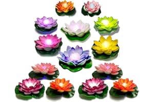 Accssoey Floating Pool Lights, LED Multicolor Floating Lotus Flowers with Lights,Battery Operated Waterproof Floating Flower Lights for Pool,Pond,Garden,Party Wedding Decorations, 14 Pack