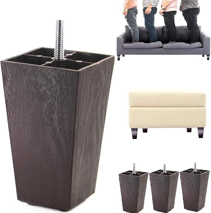 Patas de sofá de 5 pulgadas de plástico en color marrón con forma de