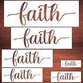 Large Faith Stencils for Painting - 6 Pack Faith Stencil Templates for Painting on Wood, Reusable Letter Stencils for Chalkboard Wood Crafts Signs &amp; Home Front Door Mat Decorations
