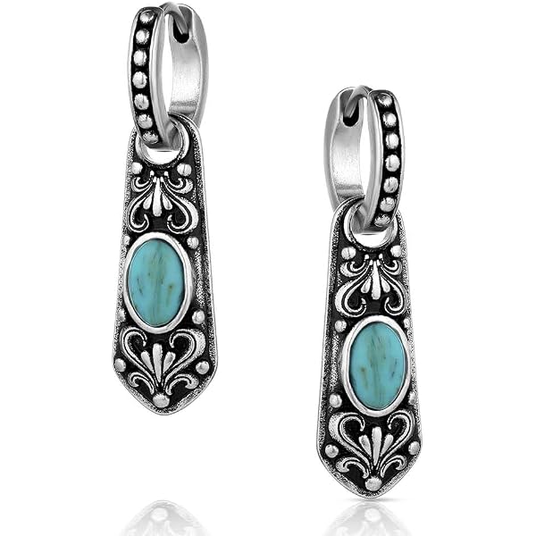 Boucles D'oreilles Montana Silversmiths Turquoise Run - Fermoir à Clip - Style Hoop - Neuf Avec étiquettes