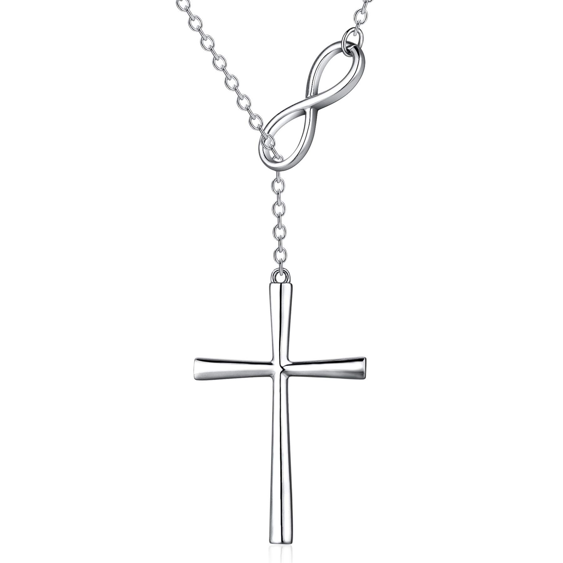 Cross Necklace Womens Cross Nexklace Simple Sterling Silver Cross Necklace Cute Cross Pendant Necklace Unique Silver Cross Necklace for Women Girls Cross Necklace Cross Necklace for Women