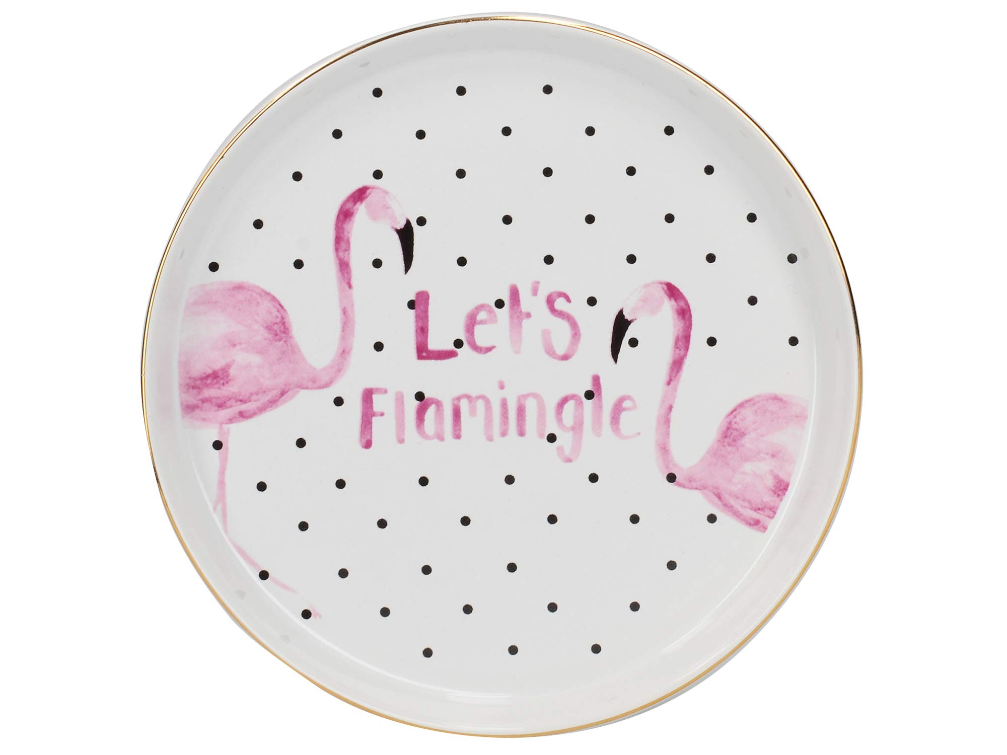 Creative Tops C000264 Ava & I Jewellery Holder / Trinket Dish with 'Lets Flamingle' Design, Ceramic, White, 12 cm