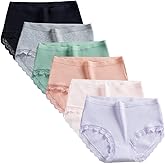 Ayshie Teen Girls Cotton Underwear 6 Pack Comfort Lace Trim Briefs Panties (Medium, Style1)