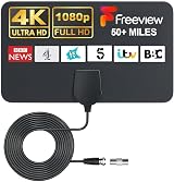 GLOBAL TECH TV Aerial Indoor 50 Miles HD Ultra Thin 13ft Cable Freeview
