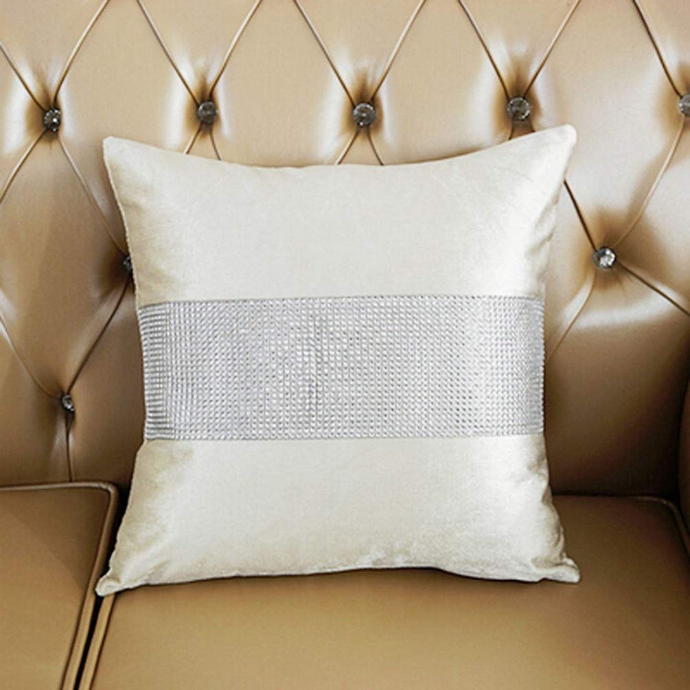 San Tungus Pack of 2, Creamy White Christmas Sequins Pillow Cases Sequined Rhinestone Cushion Covers Cases for Home/Sofa/Office, 18x18 Inches