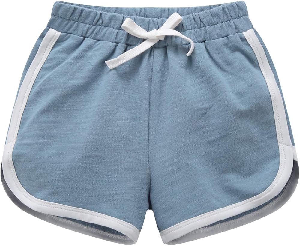 Girls Boys 3 Pack Running Athletic Cotton Shorts, Kids Baby Workout and Fashion Dolphin Summer Beach Sports: Clothing