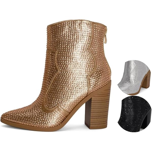 DINTAHA Sparkly Open Toe Booties - Sequin Platform Peep Toe Ankle Boots With 3.54 Inch Heel