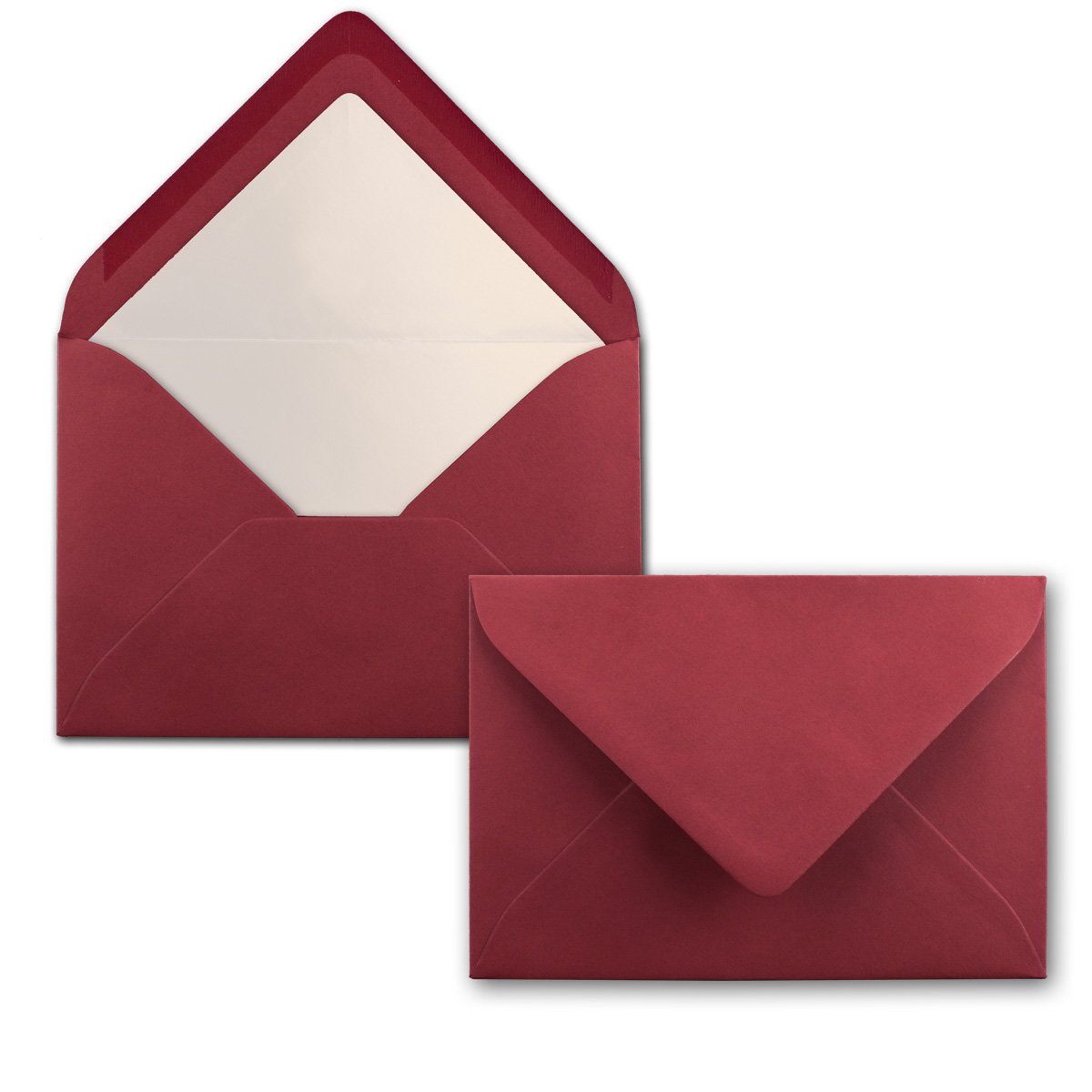NEUSER PAPIER 100 envelopes dark red - DIN C6 - lined with white tissue paper - 90 g/m² - 11.4 x 16.2 cm - wet glue -