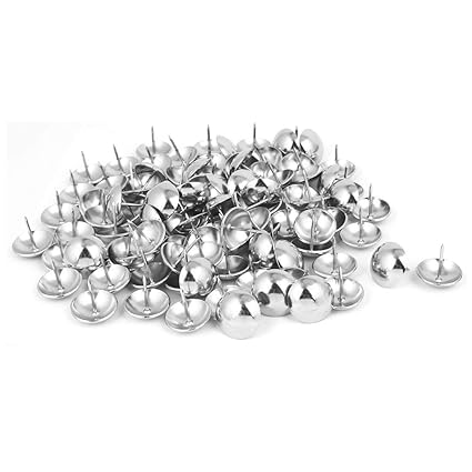 SLB Works Home Furniture Sofa 25mmx25mm Iron Upholstery Tack Domed Nail Silver Tone 100pcs