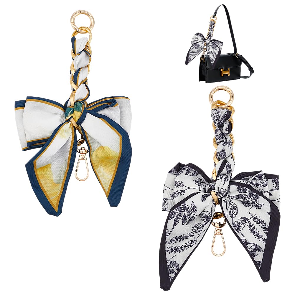 UNICRAFTALE About 2pcs 6.69" Bag Extender Chain Bowknot Decoration Bag Chain Purse Strap Extenders Purse Chain Silk Bowknot Scarf Decoration Bag Charms Replacement Chain for Handbag Purse Making