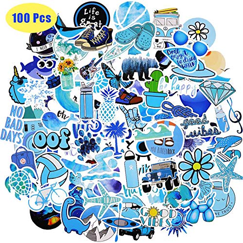 JOINBO 100 Not Repeating Blue Stylish Cute Waterproof Vsco Stickers are Essential Materials for Becoming a Vsco Girl, Suitable for Tablets, Skateboards, Mobile Phones, Kettles, suitcases, Outdoor