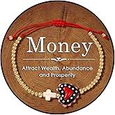 JWIGP Feng Shui Wealth Bracelet for Women, Boho Beaded Cross Bracelet with Colorful Heart Star Charms Adjustable Red Rope Good Luck Jewelry Gift