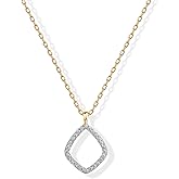 PAVOI 14K Gold Plated Two Toned Mixed Metals Diamond Shaped Dangle Pendant Necklace for Women with Cubic Zirconia | Geometric Necklace