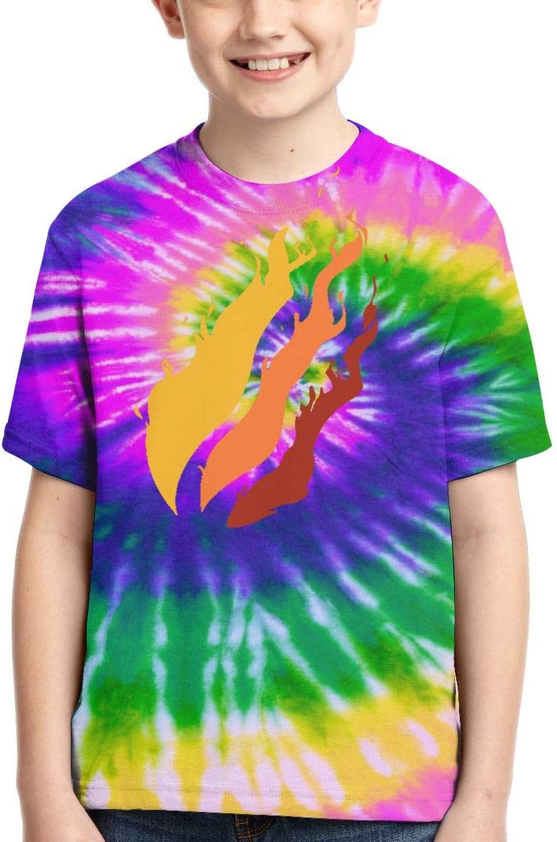 SHOEWPQIA Boys' Preston Fire Nation Playz Gamer Flame Tie Dye Background T-Shirt Tees