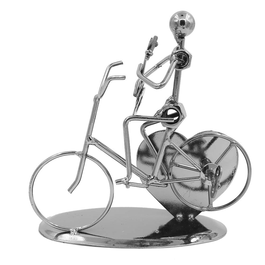Creative Metal Iron Art Craft Music Man Guitar Performer On Bicycle Figurine Music Box for Home Office Desk Decoration