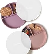 Moonkie Suction Plates for Babies & Toddlers 2 Pack Pale Mauve