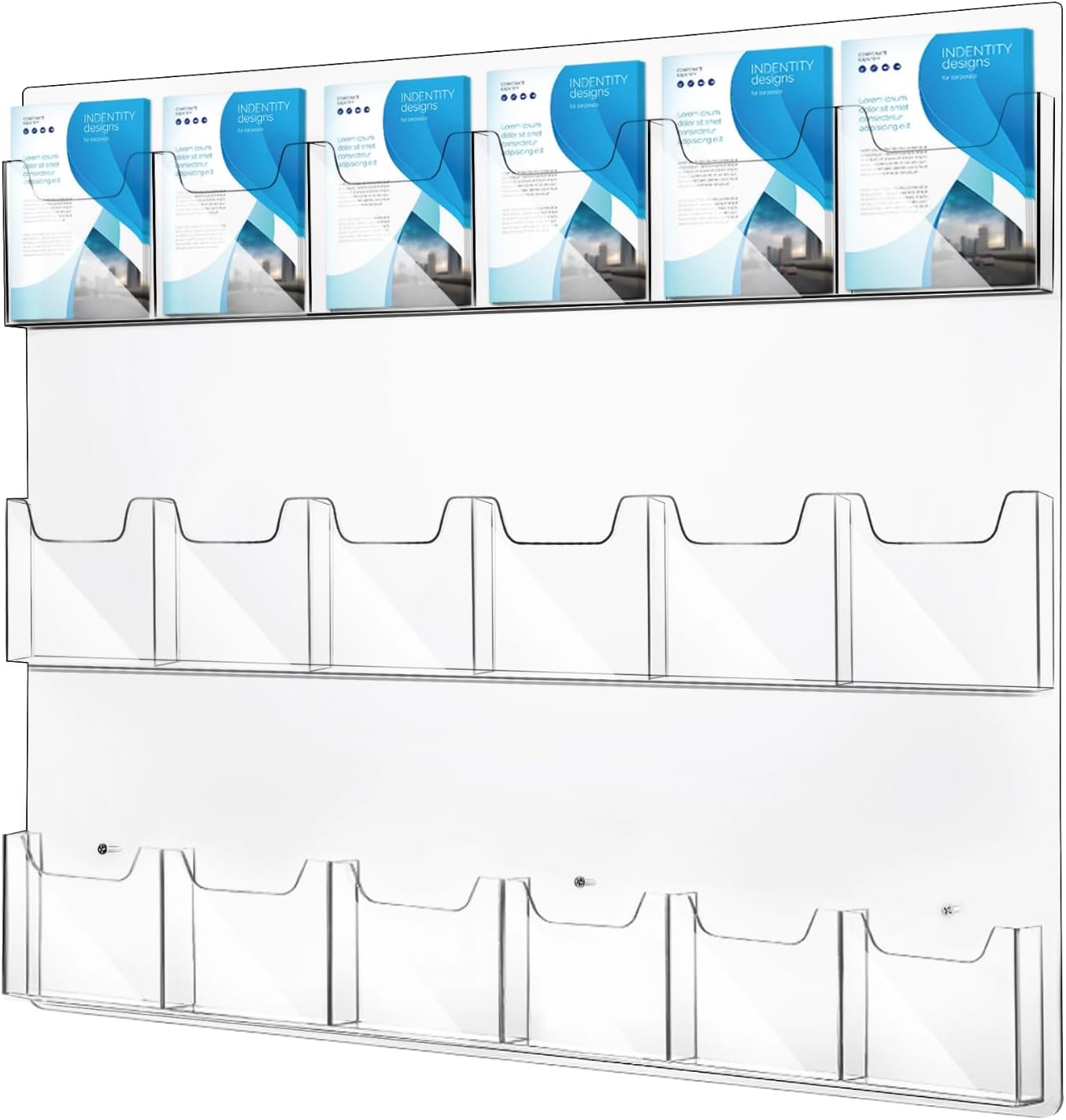 Paintings - Acrylic Brochure Holder with 18 Pockets, Brochure Pamphlet Organizer Wall Mount, Space Saver Clear Flyer Wall Holder for Pamphlets, Postcards, Gift Cards, 24’’L x 22’’W