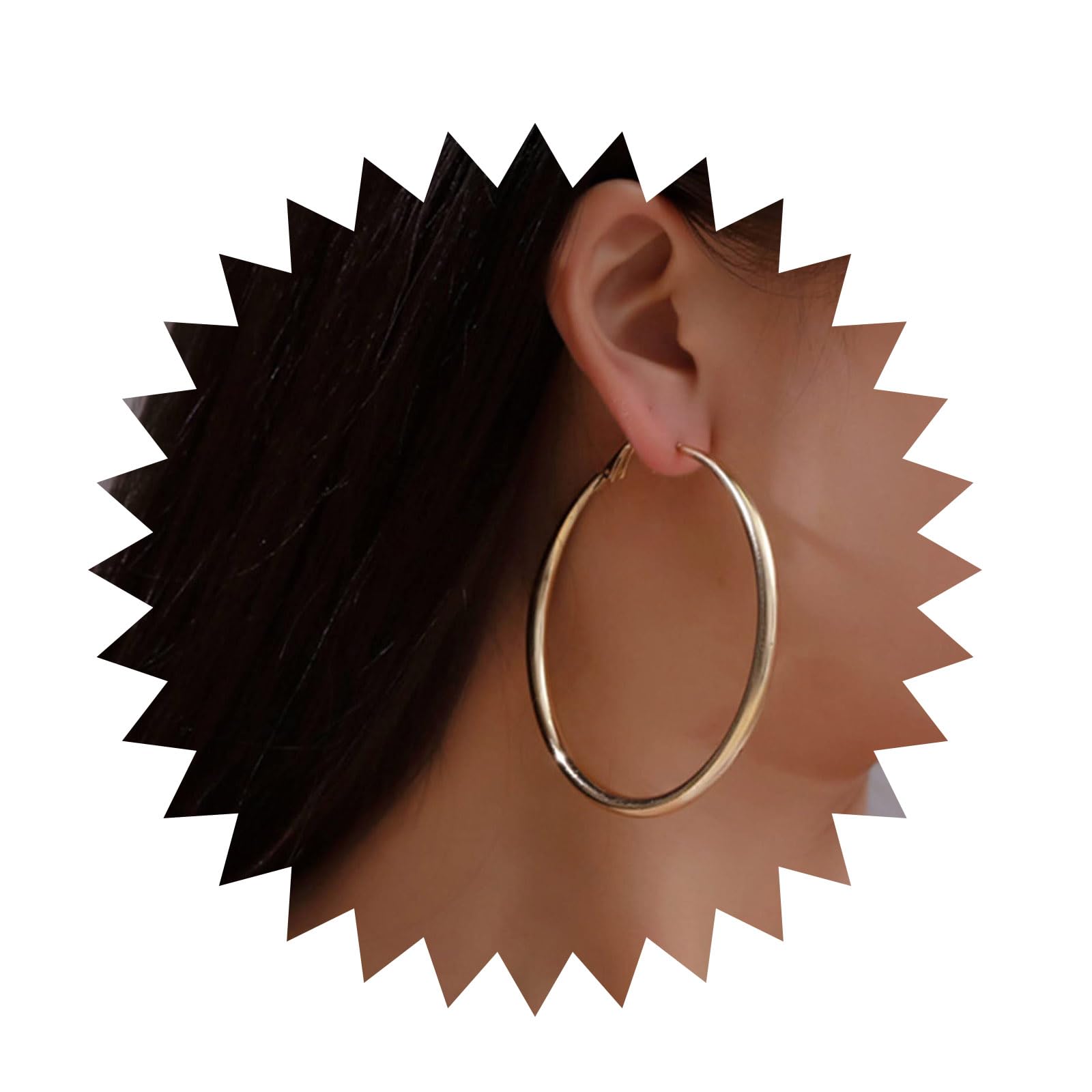 Aneneiceera Punk Big Hoop Earrings Fashion Gold Big Circle Earrings Boho Chic Earrings Daily Party Ear Accessories Vintage Earrings Wedding Jewelry for Women and Girls