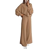 PRETTYGARDEN Women 2 Piece Outfits 2026 Spring Sweatsuits Crewneck Sweatshirt Wide Leg Sweatpants Lounge Sets Tracksuit