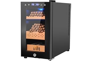 Velieta 25L Cigar Electric Humidor, 200 Counts Large Capacity,Thermostatic Electric Cooler Cabinet with Digital LED Screen, Safety Lock,Smart Humidity & Temp Control, Gifts for Men