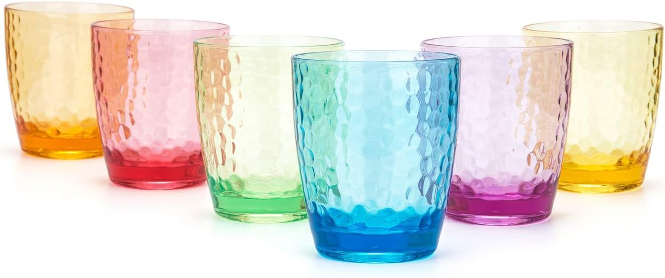 Hammered Style 15ounce/430ml Acrylic Glasses Plastic Tumbler, Set of 6