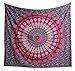 Madhu International Hippie Mandala Tapestry Bohemian Psychedelic Peacock Mandala Cotton Twin Size Tapestry Wall Hanging 54” x 82” Inches, Purple Pink