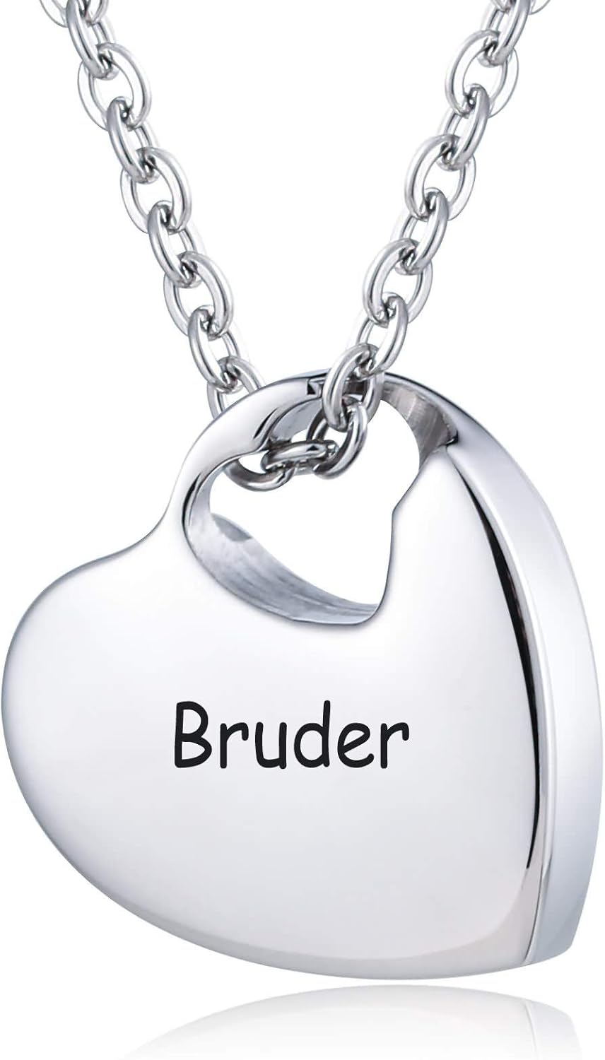 Daesar Memorial Anhänger Herz Halskette Edelstahl mit Gravur Bruder Urne Kette Silber Memorial Daesar Memorial Anhänger Herz Halskette Edelstahl mit Gravur Bruder Urne Kette Silber Memorial