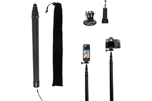 110"/2.8m Carbon Fiber Invisible Selfie Stick,9.2ft Extended Super Long Pole for Insta360 X5/X4 Insta 360 X3 ONE X2, ONE R, O