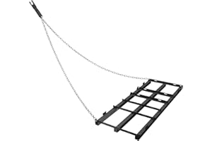 POPMOON 4 FT Drag Harrow - Heavy Duty Driveway & Lawn Leveling Tool with 4 FT Chain for ATV, UTV, Tractor, Mower | Power Rake for Gravel, Sand, Soil & Hay | Ideal for Yard & Landscape
