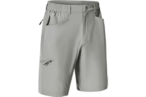 Rdruko Men's 9” Golf Shorts Stretch 4 Pockets Dress Shorts Elastic Waist Casual Flat Front Quick Dry Work Hiking Zip Cargo