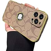 ADTGYAUS Compatible with iPhone 16 Pro Max Case with Logo View, Luxury Elegant Full Protection Slim Shockproof Leather Case with Camera Lens Protector Phone Cover for iPhone 16 Pro Max Khaki